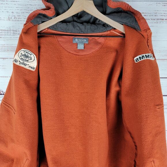 Simms Full Zip Hoodie Adults Size L Orange Logo (Double K Baitcamp) Long Sleeve - Picture 7 of 10